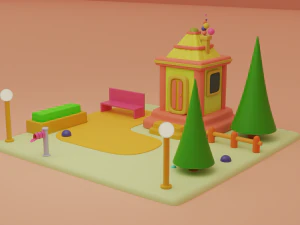 house fantasy building collection cartoon city 3D Model