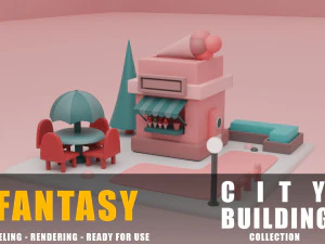 アイスクリーム ショップ ファンタジー建物コレクション漫画都市 3Dモデル