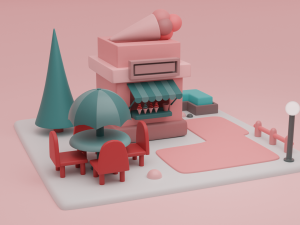 ice cream shop fantasy building collection cartoon city 3D Модель