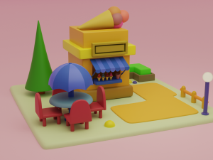 ice cream shop fantasy building collection cartoon city 3D Модель