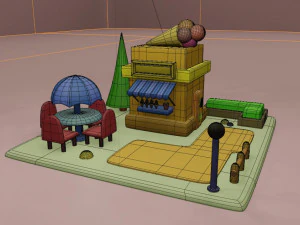 ice cream shop fantasy building collection cartoon city 3D Model