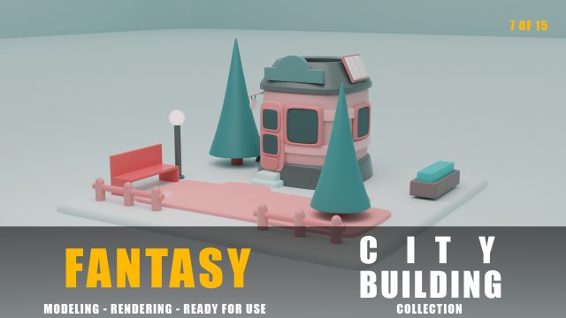 library fantasy building collection cartoon city 3D मॉडल .c4d .max .obj .3ds .fbx .stl .blend 
