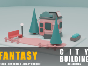 library fantasy building collection cartoon city 3D मॉडल