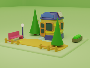 library fantasy building collection cartoon city 3D मॉडल