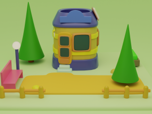 library fantasy building collection cartoon city 3D मॉडल