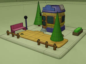 library fantasy building collection cartoon city 3D मॉडल