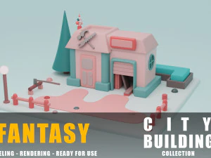 大工ファンタジー建物コレクション漫画都市 3Dモデル