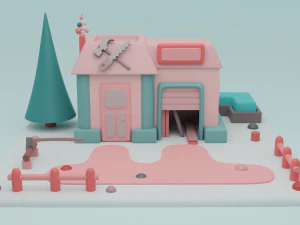 carpentry fantasy building collection cartoon city 3D Model
