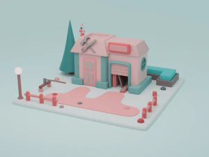 carpentry fantasy building collection cartoon city 3D Model