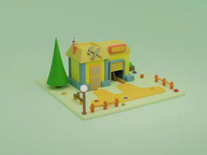 carpentry fantasy building collection cartoon city 3D Model