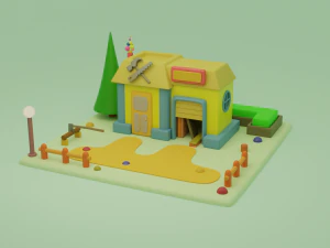 carpentry fantasy building collection cartoon city 3D Model