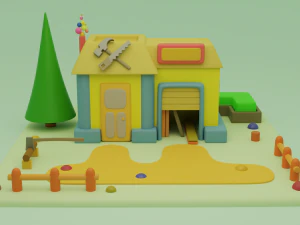 carpentry fantasy building collection cartoon city 3D Model