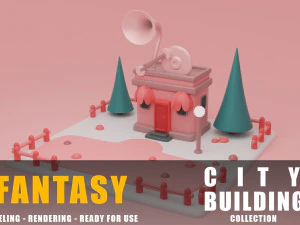 音楽店の建物コレクション漫画都市 3Dモデル