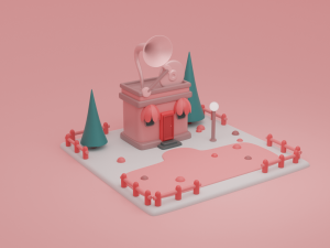 music store building collection cartoon city 3D Модель