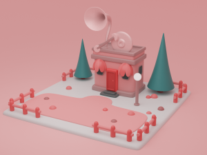 music store building collection cartoon city 3D Модель