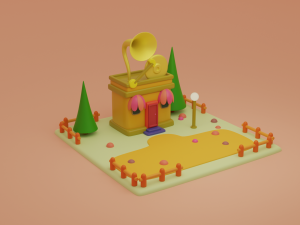 music store building collection cartoon city 3D Модель