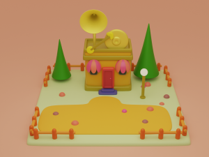 music store building collection cartoon city 3D Модель