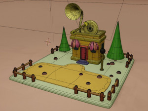 music store building collection cartoon city 3D Модель