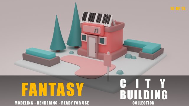 hall fantasy building collection cartoon city Modelo 3D .c4d .max .obj .3ds .fbx .stl .blend 