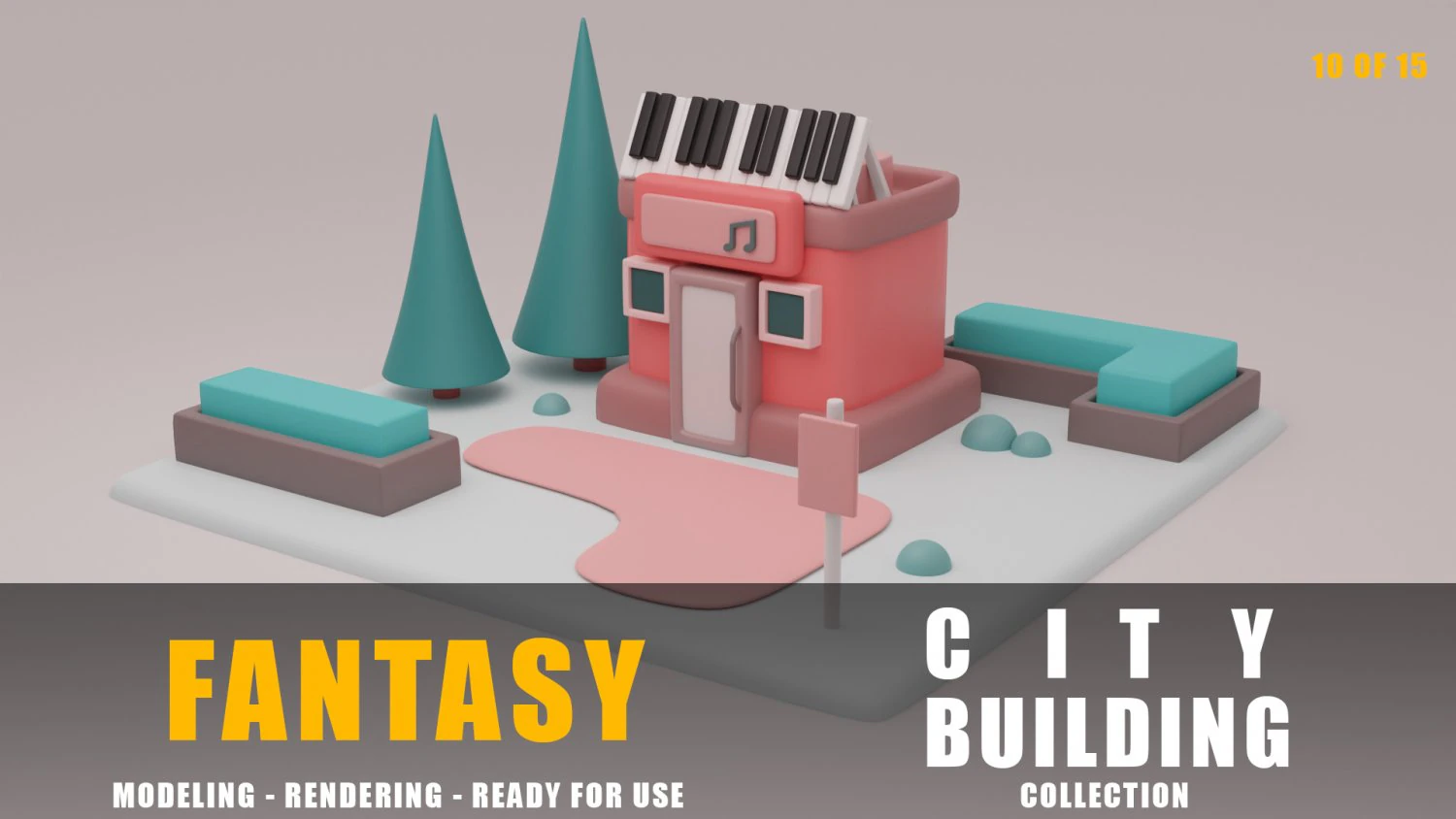 hall fantasy building collection cartoon city 3D Model .c4d .max .obj .3ds .fbx .stl .blend 
