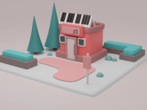 hall fantasy building collection cartoon city 3D Model