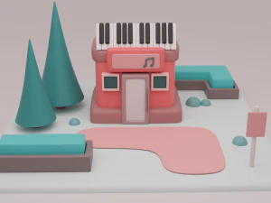 hall fantasy building collection cartoon city 3D Model