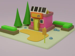 hall fantasy building collection cartoon city 3D Model