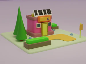 hall fantasy building collection cartoon city 3D Model