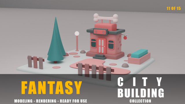 pet shop fantasy building collection cartoon city 3D मॉडल .c4d .max .obj .3ds .fbx .stl .blend 