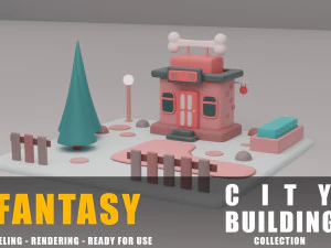 ペット ショップ ファンタジー建物コレクション漫画都市 3Dモデル