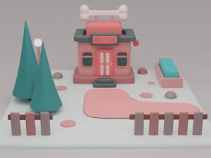 pet shop fantasy building collection cartoon city 3D Model