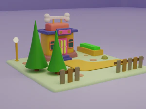 pet shop fantasy building collection cartoon city 3D Model