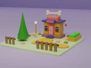 pet shop fantasy building collection cartoon city 3D Model