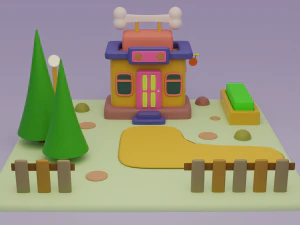 pet shop fantasy building collection cartoon city 3D Model