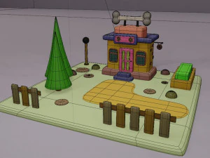 pet shop fantasy building collection cartoon city 3D Model