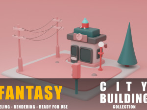 pharmacy fantasy building collection cartoon city 3D मॉडल