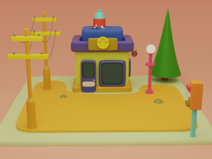 pharmacy fantasy building collection cartoon city 3D मॉडल