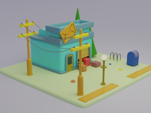 post office fantasy building collection cartoon city 3D मॉडल