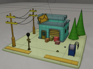 post office fantasy building collection cartoon city 3D मॉडल
