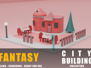 restaurant fantasy building collection cartoon city 3D मॉडल