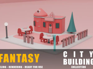 レストラン ファンタジー 建物 コレクション 漫画 都市 3Dモデル