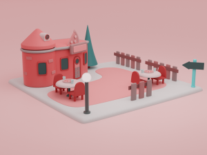 restaurant fantasy building collection cartoon city 3D Модель