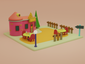 restaurant fantasy building collection cartoon city 3D Модель