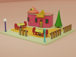 restaurant fantasy building collection cartoon city 3D Модель