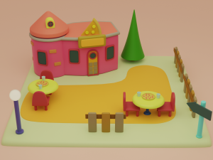 restaurant fantasy building collection cartoon city 3D Модель