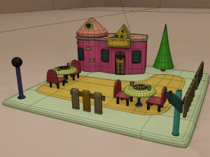 restaurant fantasy building collection cartoon city 3D Модель