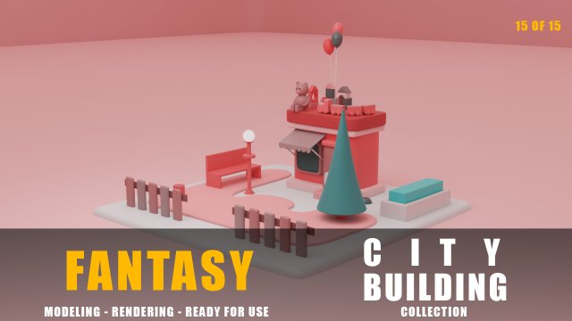 toy store fantasy building collection cartoon city 3D Модель .c4d .max .obj .3ds .fbx .stl .blend 