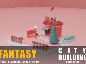 おもちゃ屋ファンタジー建物コレクション漫画都市 3Dモデル