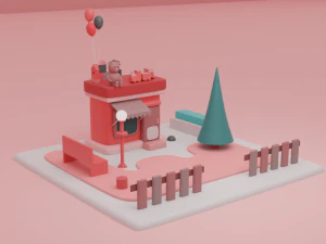 toy store fantasy building collection cartoon city 3D Model