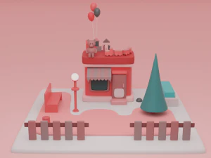 toy store fantasy building collection cartoon city 3D Model